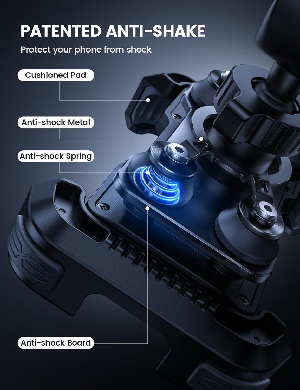 imageLamicall Motorcycle Phone Mount Holder  Dual Vibration Dampener Upgrade Handlebar Clip Motorcycle Cell Phone Holder Bike Phone Mount Fit iPhone 16151413 Pro Max 4767quot Phones BlackBlack