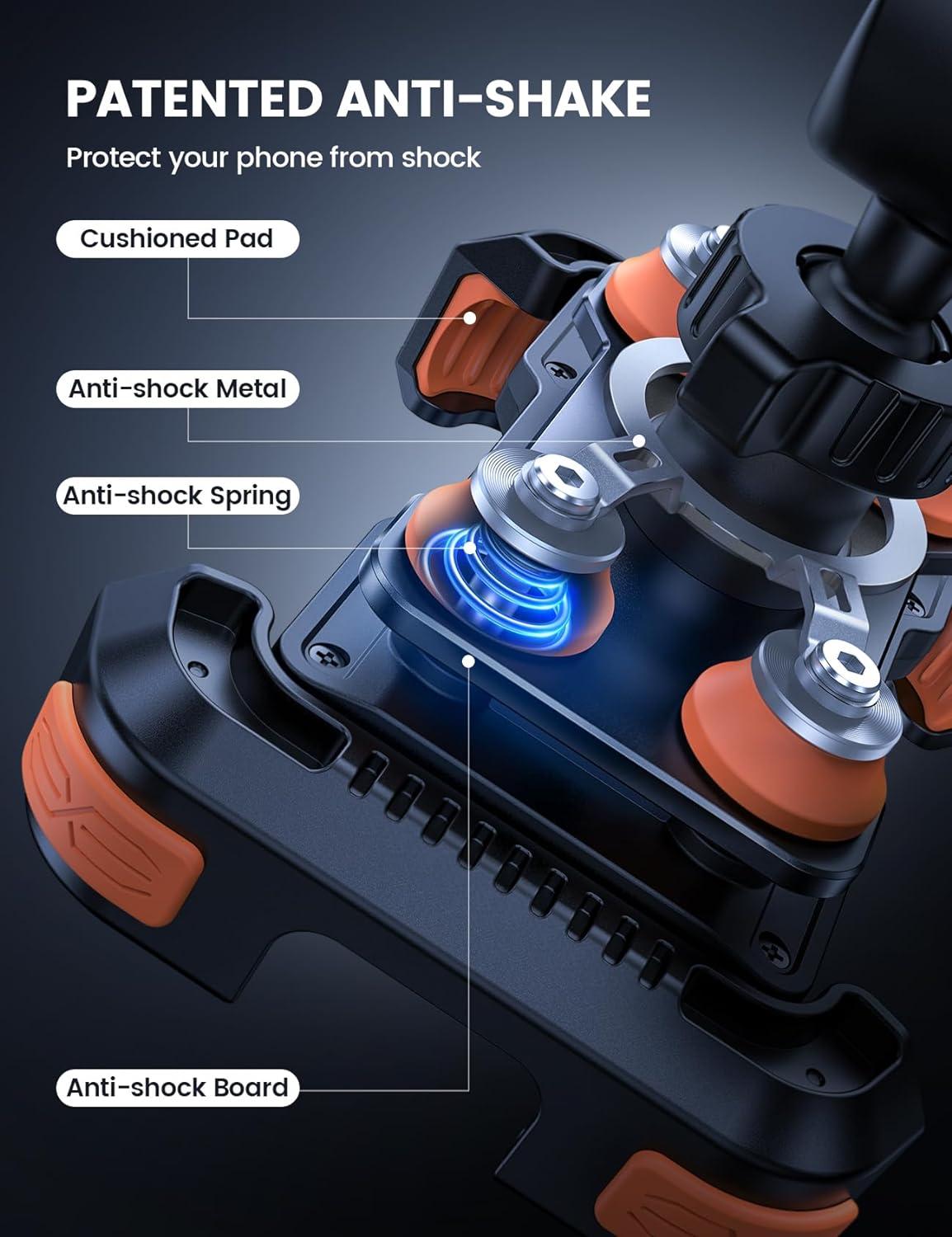 imageLamicall Motorcycle Phone Mount Holder  Dual Vibration Dampener Upgrade Handlebar Clip Motorcycle Cell Phone Holder Bike Phone Mount Fit iPhone 16151413 Pro Max 4767quot Phones BlackOrange