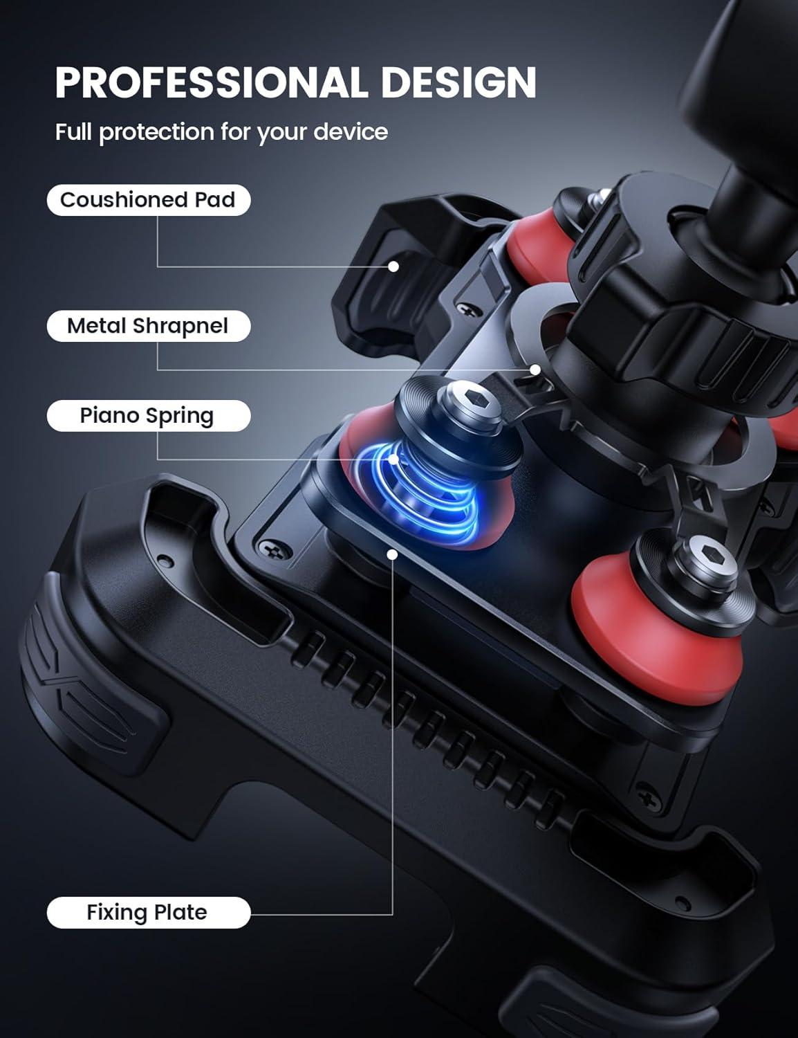 imageLamicall Motorcycle Phone Mount Holder  Dual Vibration Dampener Upgrade Handlebar Clip Motorcycle Cell Phone Holder Bike Phone Mount Fit iPhone 16151413 Pro Max 4767quot Phones BlackRed