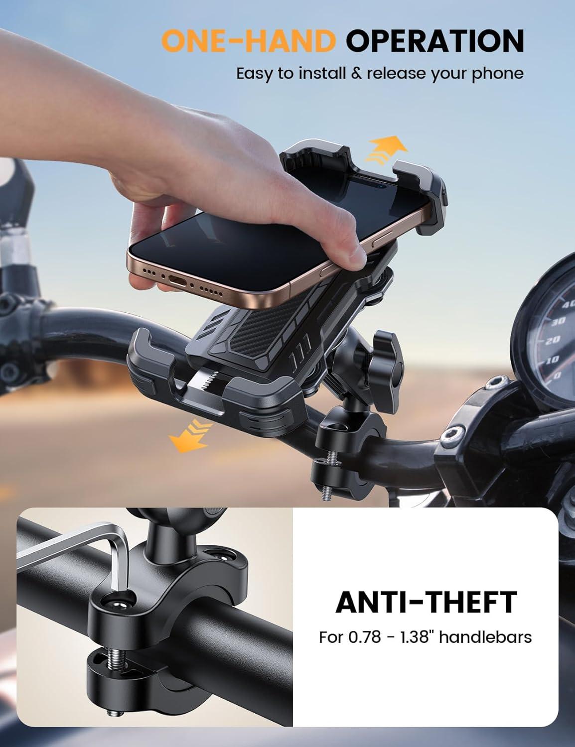 imageLamicall Motorcycle Phone Mount Holder  Metal Extension Arm Dual Vibration Dampener Motorcycle Cell Phone Mount Bike Bicycle Handlebar Phone Clamp for iPhone 1615 14 Pro Max 4767quot Phones
