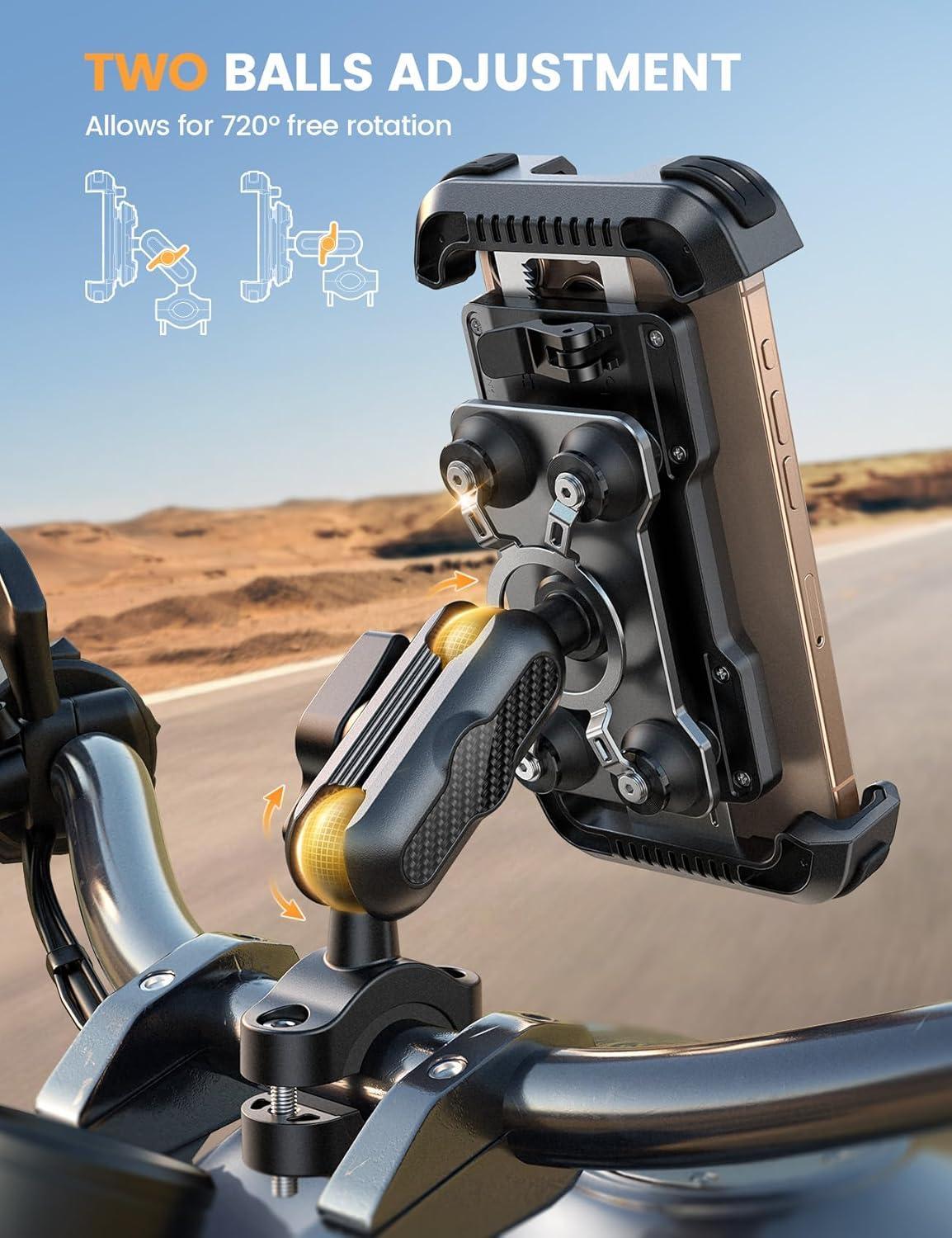 imageLamicall Motorcycle Phone Mount Holder  Metal Extension Arm Dual Vibration Dampener Motorcycle Cell Phone Mount Bike Bicycle Handlebar Phone Clamp for iPhone 1615 14 Pro Max 4767quot Phones