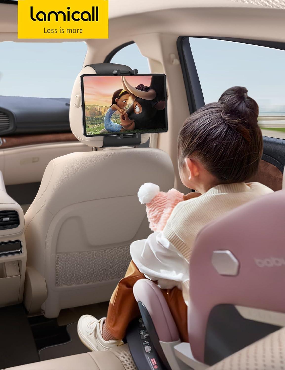 imageLamicall Tablet Holder for Car Headrest  Thick Case Friendly 360 Rotation Car Tablet Mount for Backseat Road Trip Essentials for Kids for iPad Pro Air Mini Galaxy Fire HD 6113quot Tablets