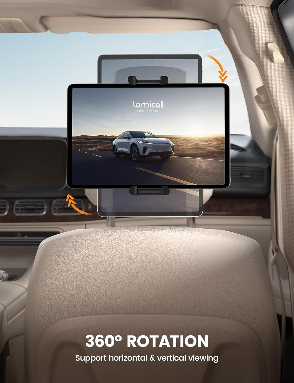 imageLamicall Tablet Holder for Car Headrest  Thick Case Friendly 360 Rotation Car Tablet Mount for Backseat Road Trip Essentials for Kids for iPad Pro Air Mini Galaxy Fire HD 6113quot Tablets