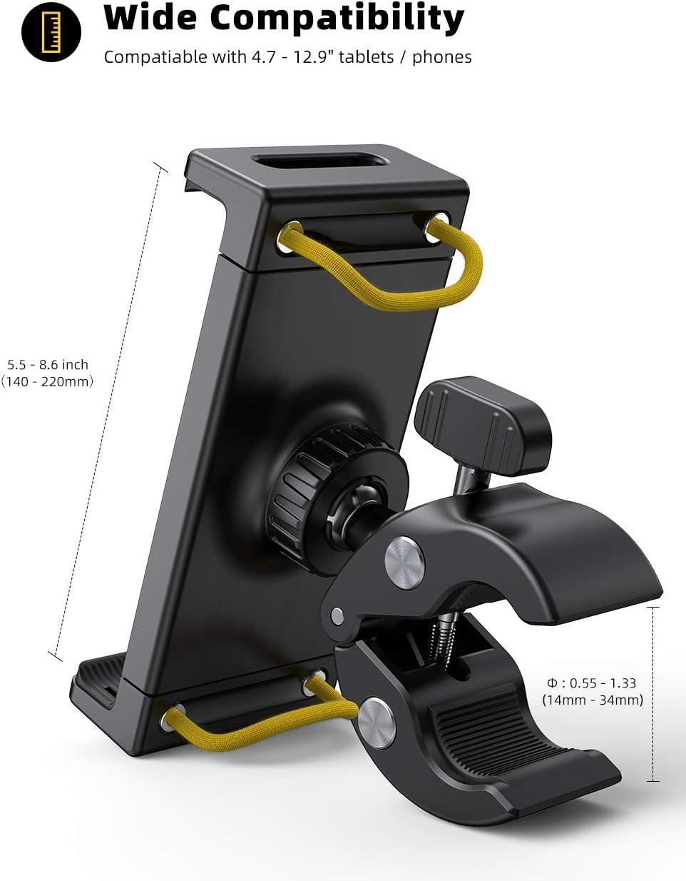 imageLamicall Tablet Holder for Spin Bike  Tablets Mount Clamp for Indoor Bike Peloton Treadmill Exercise Bicycle Clamp for iPad ProAirMini and 47129quot TabletBlack