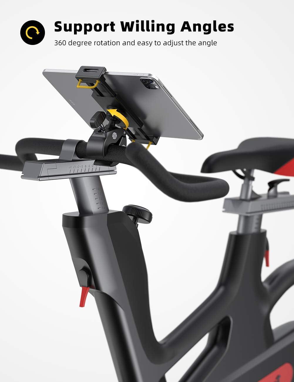 imageLamicall Tablet Holder for Spin Bike  Tablets Mount Clamp for Indoor Bike Peloton Treadmill Exercise Bicycle Clamp for iPad ProAirMini and 47129quot TabletBlack