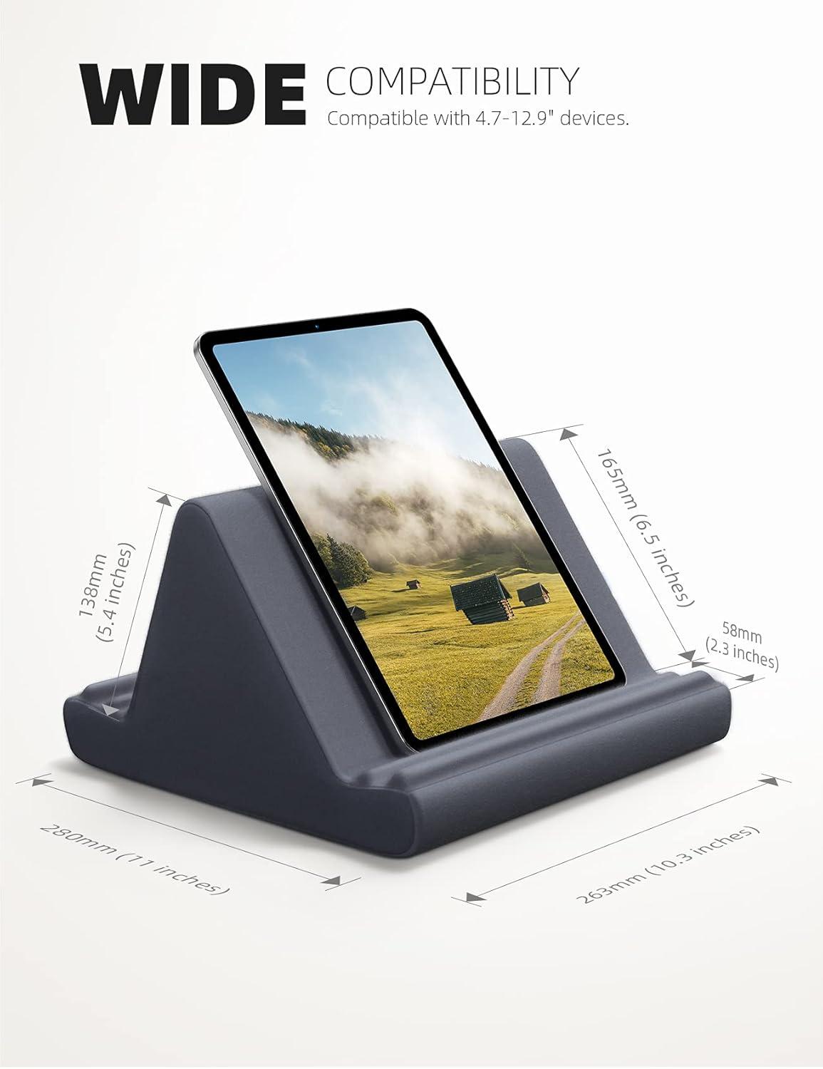 imageLamicall Tablet Pillow Holder Stand  Tablet Pillow Soft Pad Dock for Lap Bed and Desk with Pocket ampamp 4 Viewing Angles for 2022 iPad Pro 11 129 Air Mini Kindle 413quot Phone and Tablet BlackGray