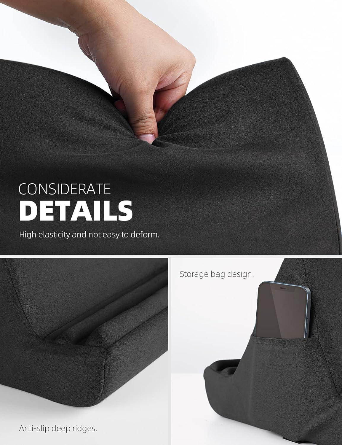 imageLamicall Tablet Pillow Holder Stand  Tablet Pillow Soft Pad Dock for Lap Bed and Desk with Pocket ampamp 4 Viewing Angles for 2022 iPad Pro 11 129 Air Mini Kindle 413quot Phone and Tablet BlackBlack