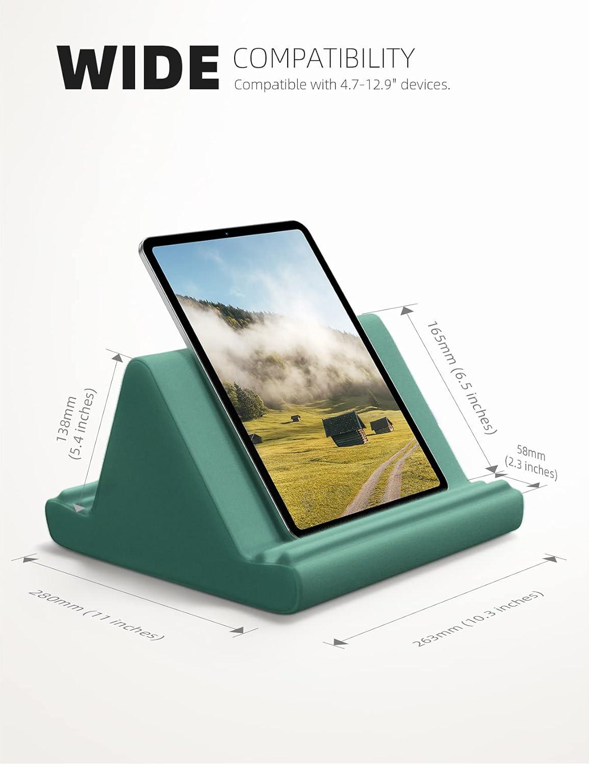 imageLamicall Tablet Pillow Holder Stand  Tablet Pillow Soft Pad Dock for Lap Bed and Desk with Pocket ampamp 4 Viewing Angles for 2022 iPad Pro 11 129 Air Mini Kindle 413quot Phone and Tablet BlackGreen