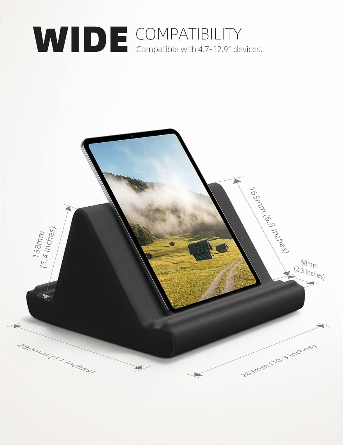 imageLamicall Tablet Pillow Holder Stand  Tablet Pillow Soft Pad Dock for Lap Bed and Desk with Pocket ampamp 4 Viewing Angles for 2022 iPad Pro 11 129 Air Mini Kindle 413quot Phone and Tablet BlackBlack