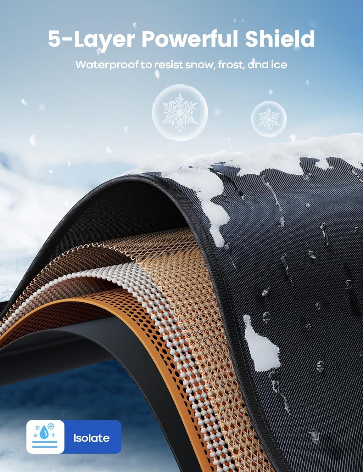imageLamicall Windshield Cover for Ice and Snow  Magnetic Fit Waterproof Heavy Duty 800D Oxford Fabric1S Snow Removal 4X Stable Winter Car Accessories for Men Fits Most Cars SUVs 62quotx48quot