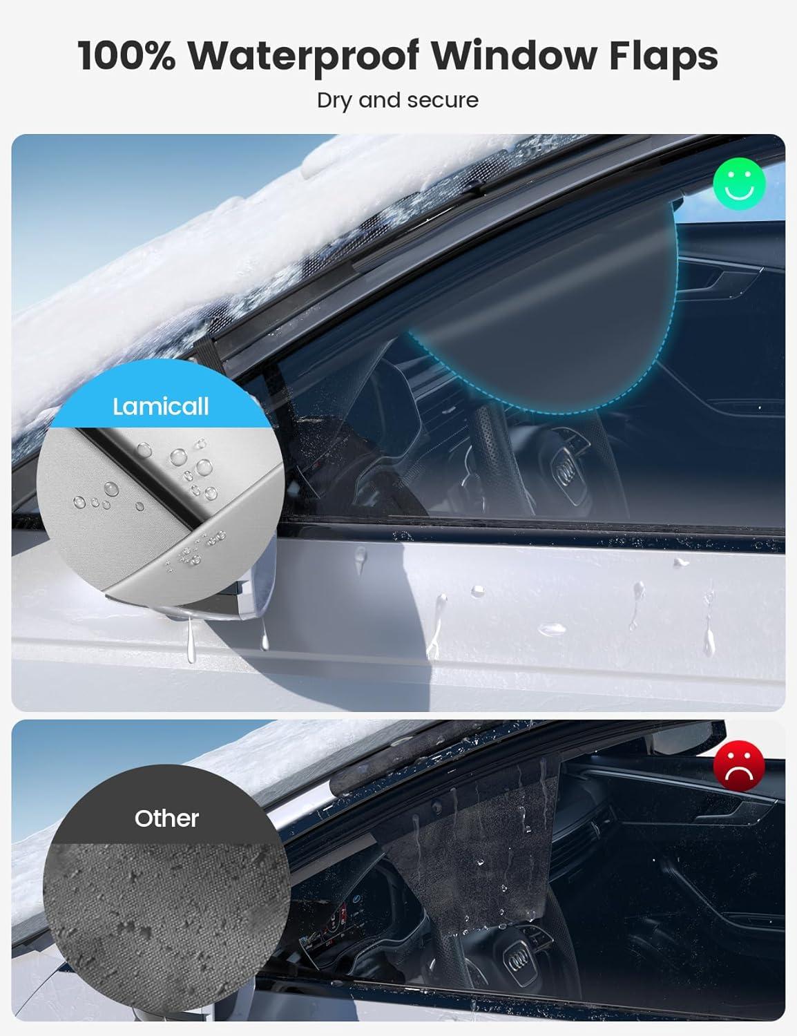 imageLamicall Windshield Cover for Ice and Snow  Magnetic Fit Waterproof Heavy Duty 800D Oxford Fabric1S Snow Removal 4X Stable Winter Car Accessories for Men Fits Most Cars SUVs 62quotx48quot
