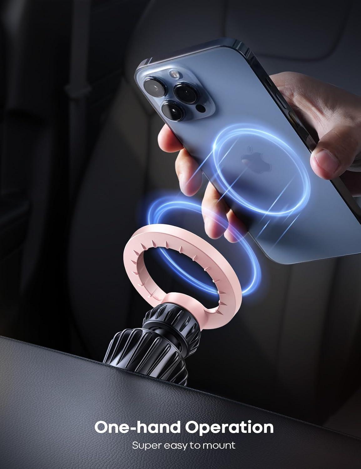 imageLamicall for MagSafe Car Mount  20 Super Magnets Magnetic Car Phone Mount Air Vent Phone Holder Car Hands Free Cell Phone Holder Clip Car Accessories fit iPhone 16 15 14 13 Pro Plus MaxNEW Upgraded  Pink