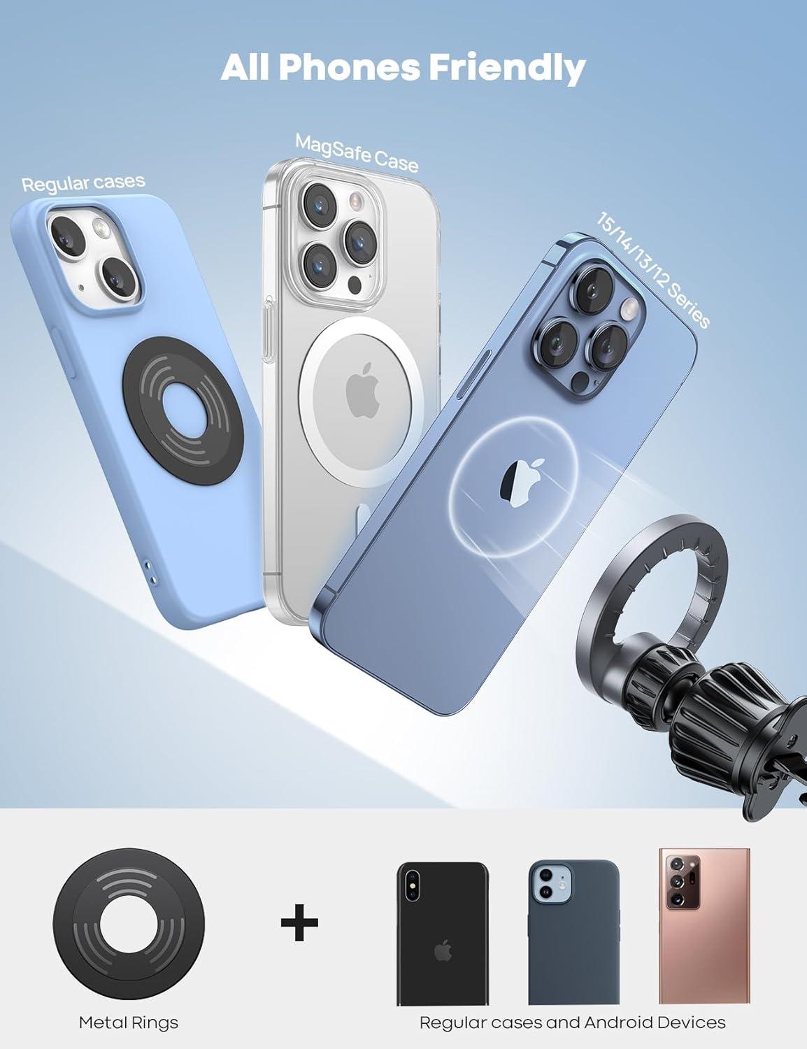 imageLamicall for MagSafe Car Mount  20 Super Magnets Magnetic Car Phone Mount Air Vent Phone Holder Car Hands Free Cell Phone Holder Clip Car Accessories fit iPhone 16 15 14 13 Pro Plus MaxNEW Upgraded  Silver