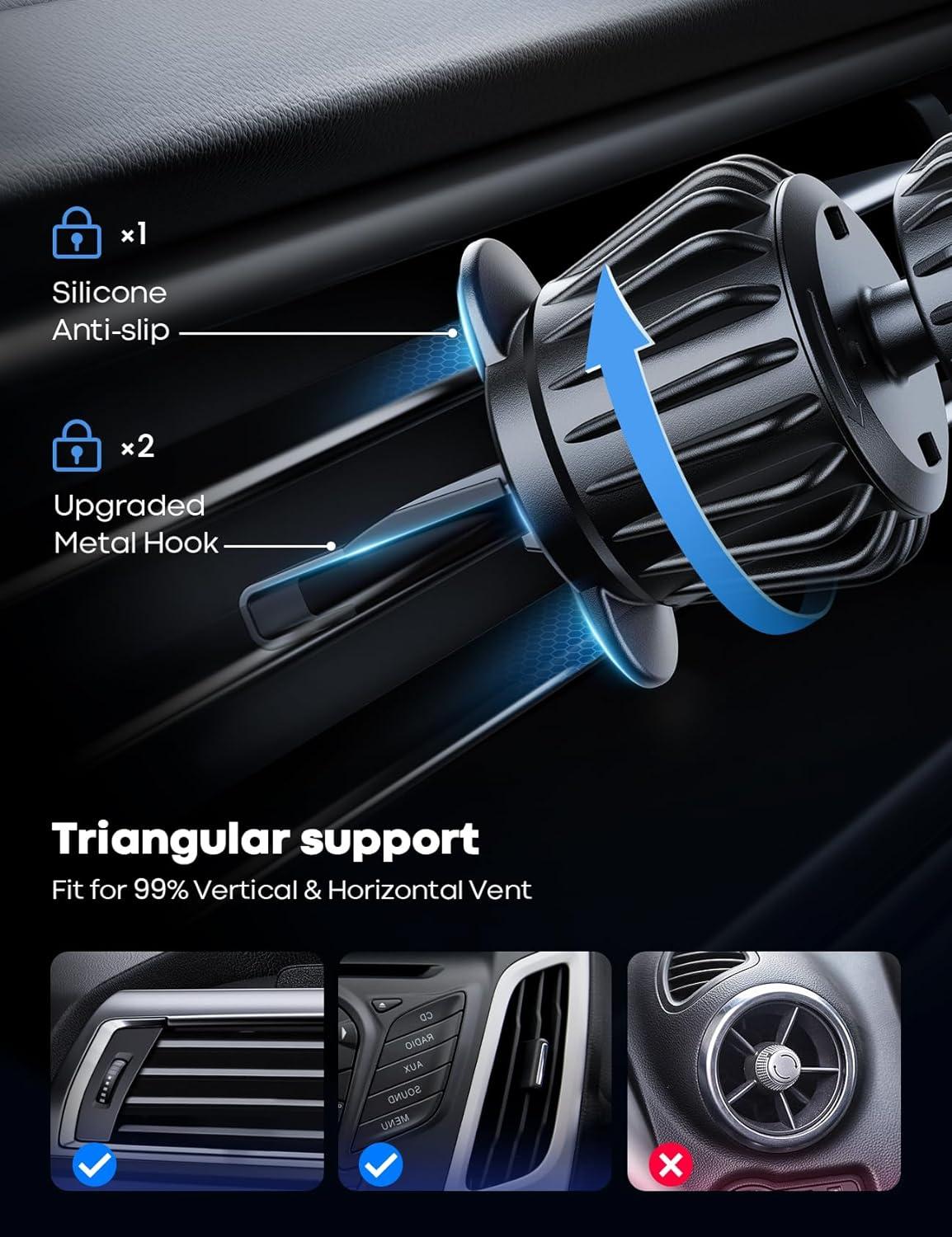 imageLamicall for MagSafe Car Mount  20 Super Magnets Magnetic Car Phone Mount Air Vent Phone Holder Car Hands Free Cell Phone Holder Clip Car Accessories fit iPhone 16 15 14 13 Pro Plus Max1Black