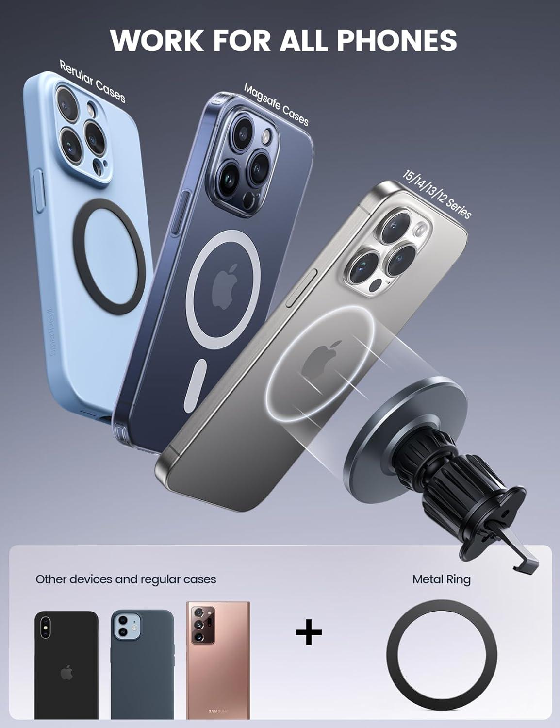 imageLamicall for MagSafe Car Mount  20X Strong Magnets Metal Hook Magnetic Phone Holders for Your Car  360 Rotation Car Phone Holder for iPhone 16 15 14 13 Pro Plus Max Case ampamp All Phones