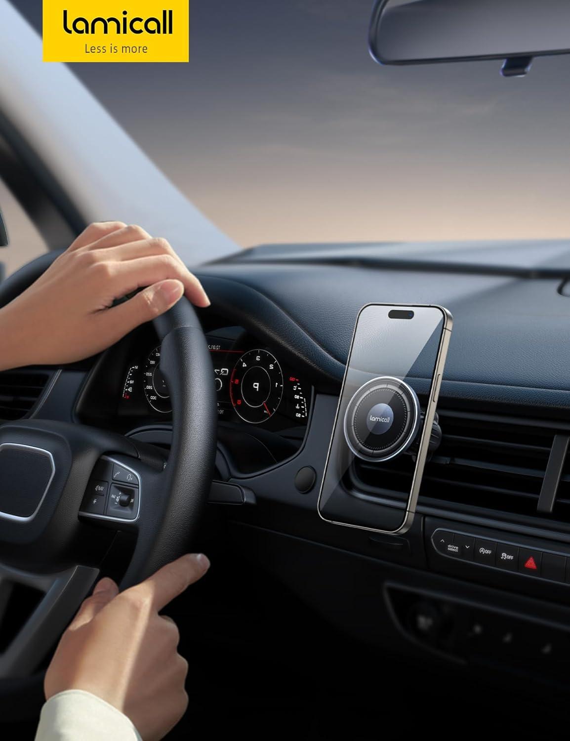 imageLamicall for MagSafe Car Mount  20X Strong Magnets Metal Hook Magnetic Phone Holders for Your Car  360 Rotation Car Phone Holder for iPhone 16 15 14 13 Pro Plus Max Case ampamp All Phones