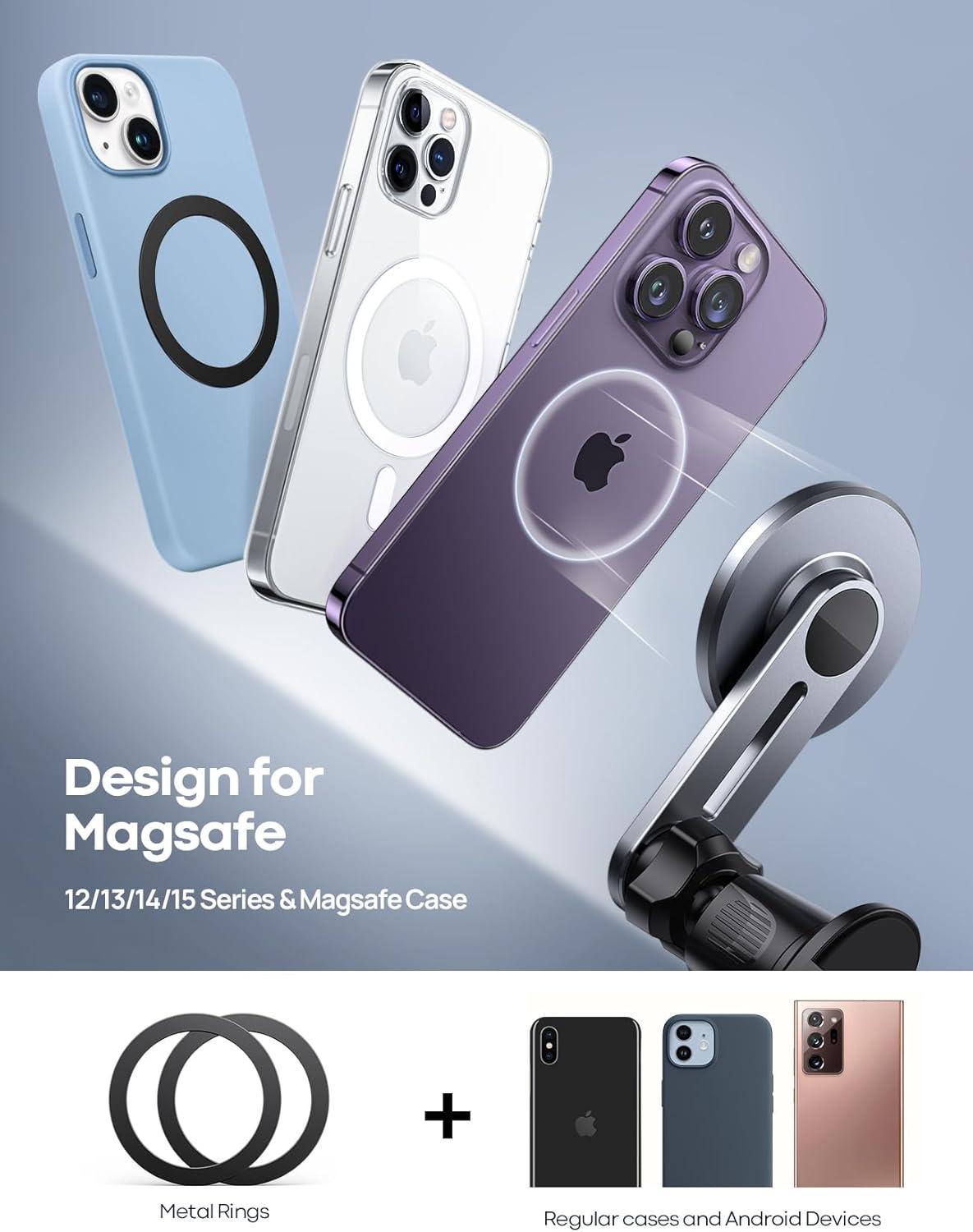 imageLamicall for MagSafe Car Mount  Upgraded2nd Generation 20 Strong Magnets Magnetic Phone Holder Car  Air Vent Car Phone Holder Mount for iPhone 16 15 14 13 12 Pro Plus Max Mini Mag Safe Case1Black