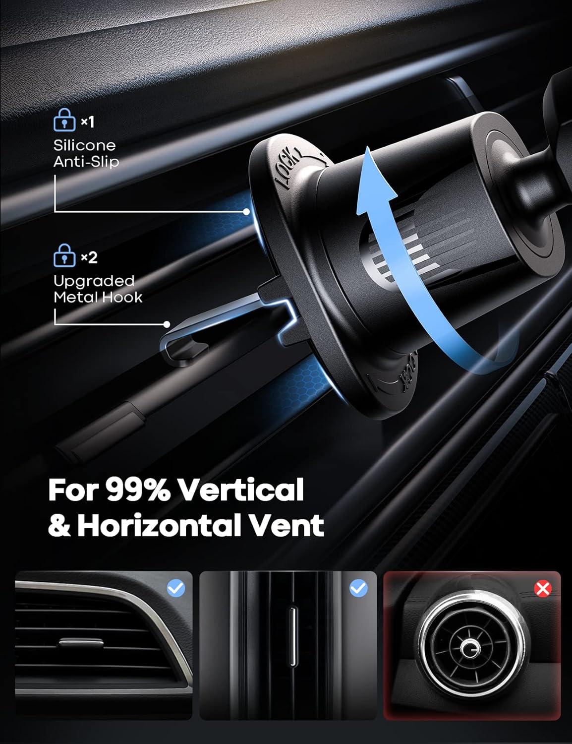 imageLamicall for MagSafe Car Mount  Upgraded2nd Generation 20 Strong Magnets Magnetic Phone Holder Car  Air Vent Car Phone Holder Mount for iPhone 16 15 14 13 12 Pro Plus Max Mini Mag Safe Case2NEW Upgraded  Carbon Fiber