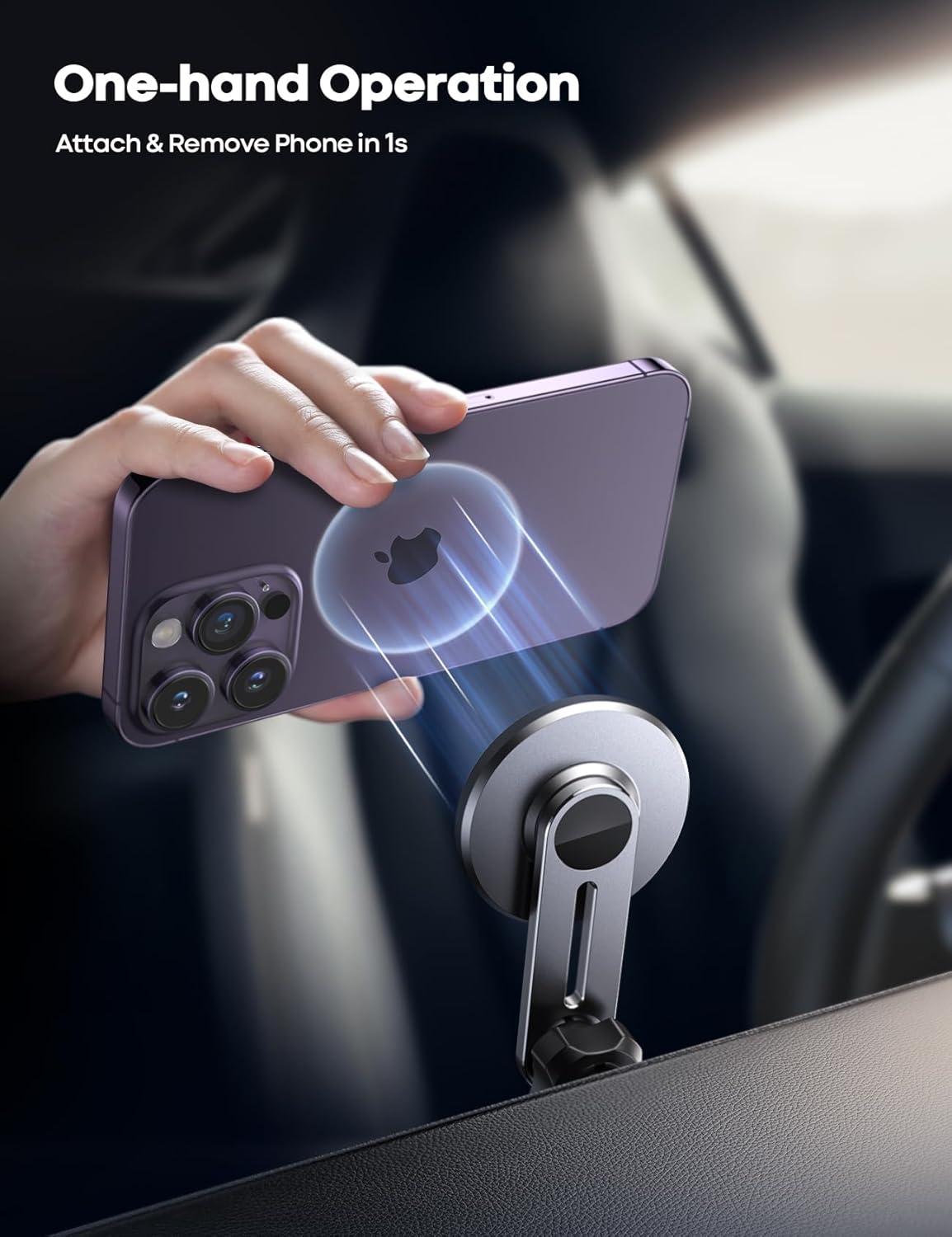 imageLamicall for MagSafe Car Mount  Upgraded2nd Generation 20 Strong Magnets Magnetic Phone Holder Car  Air Vent Car Phone Holder Mount for iPhone 16 15 14 13 12 Pro Plus Max Mini Mag Safe Case1Black