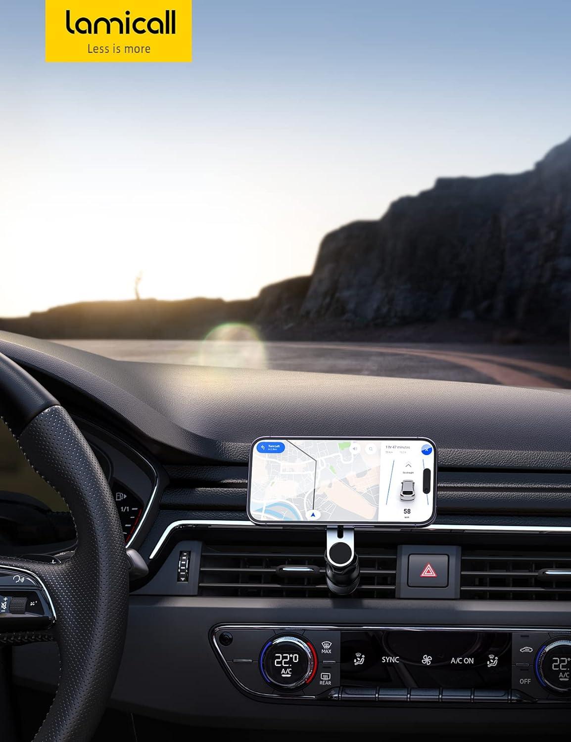 imageLamicall for MagSafe Car Mount  Upgraded2nd Generation 20 Strong Magnets Magnetic Phone Holder Car  Air Vent Car Phone Holder Mount for iPhone 16 15 14 13 12 Pro Plus Max Mini Mag Safe Case2NEW Upgraded  Carbon Fiber