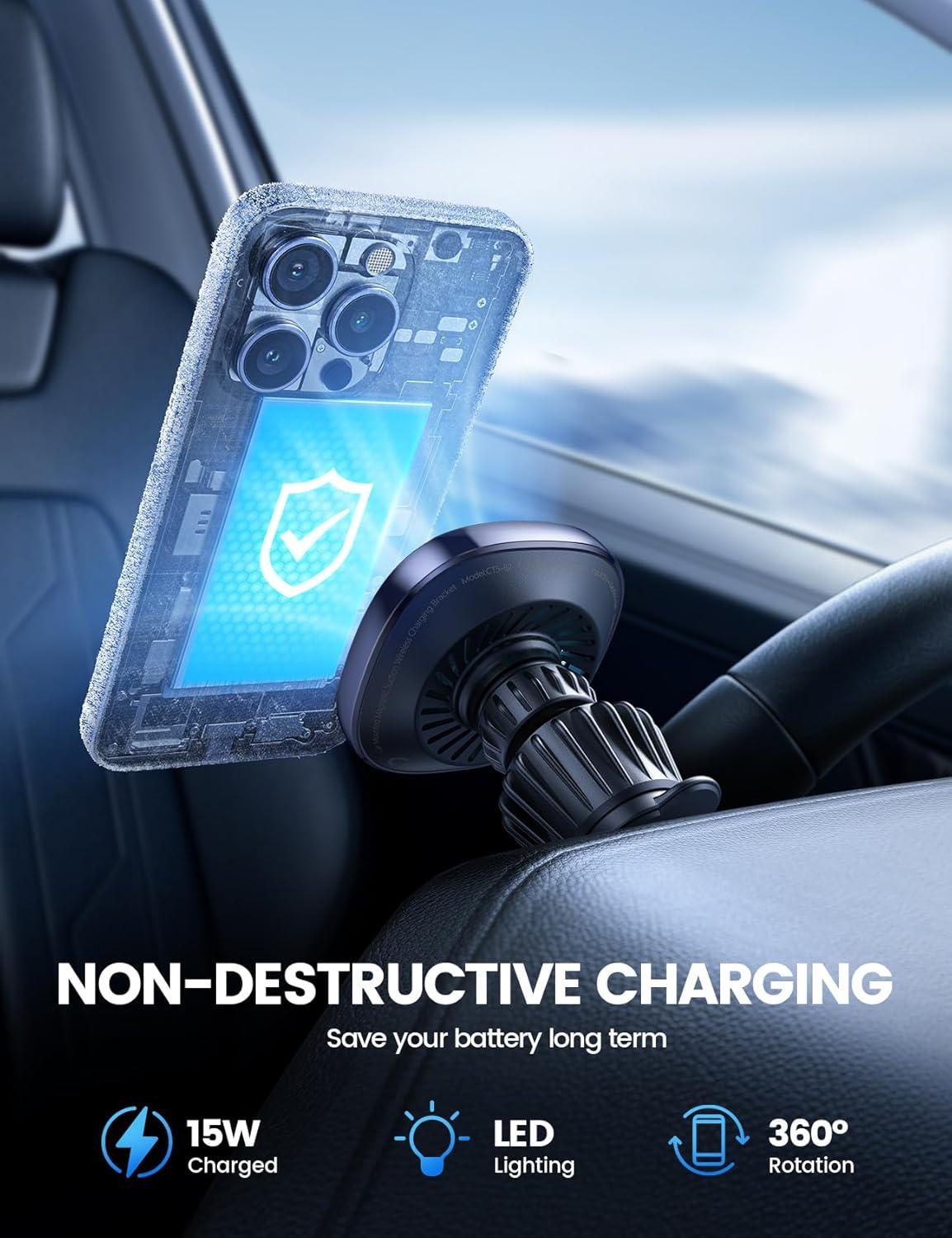 imageLamicall for Magnetic Car Mount Charger  2024 Cooling Fast Charging 15W Wireless Car Charger  Hands Free Magnetic Car Phone Holder Charger Vent for iPhone 16 15 14 13 12 Pro Max Case