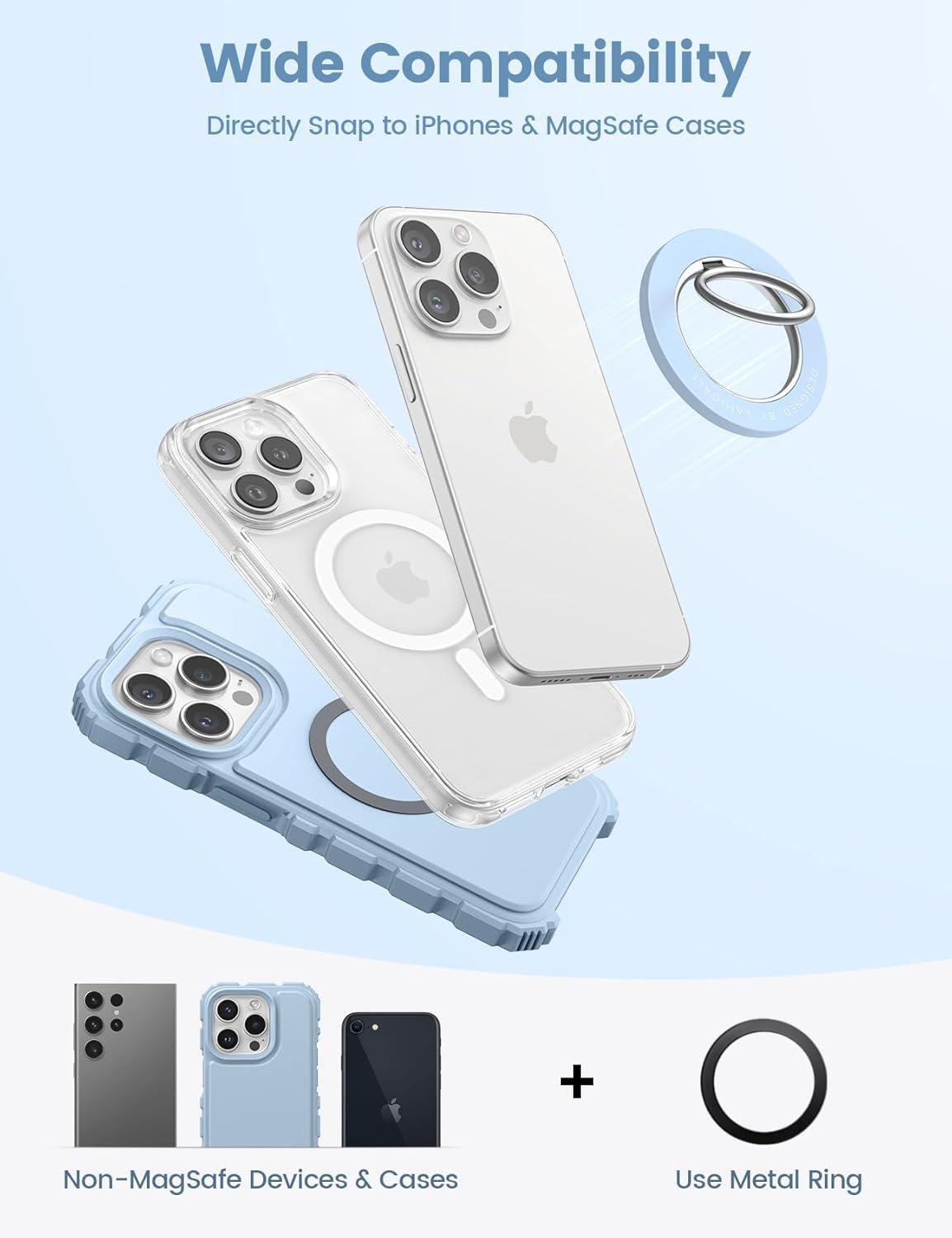 imageMagnetic Phone Ring Holder for Mag Safe  Lamicall Magnetic Finger Phone Ring Stand Holder Magnet Ring Grip Compatible with iPhone 12 13 Pro Pro Max Mini Mag Safe Accessories Sky Blue