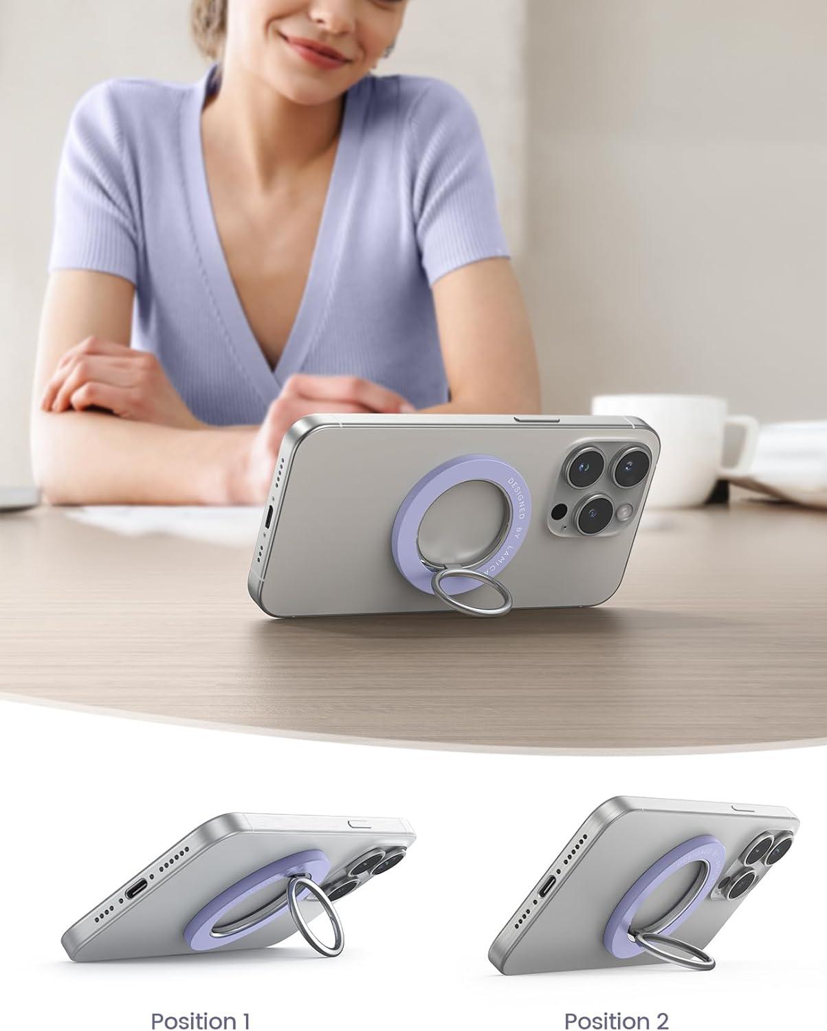 imageMagnetic Phone Ring Holder for Mag Safe  Lamicall Magnetic Finger Phone Ring Stand Holder Magnet Ring Grip Compatible with iPhone 14 Plus 13 12 Pro Pro Max Mini Mag Safe Accessories Violet
