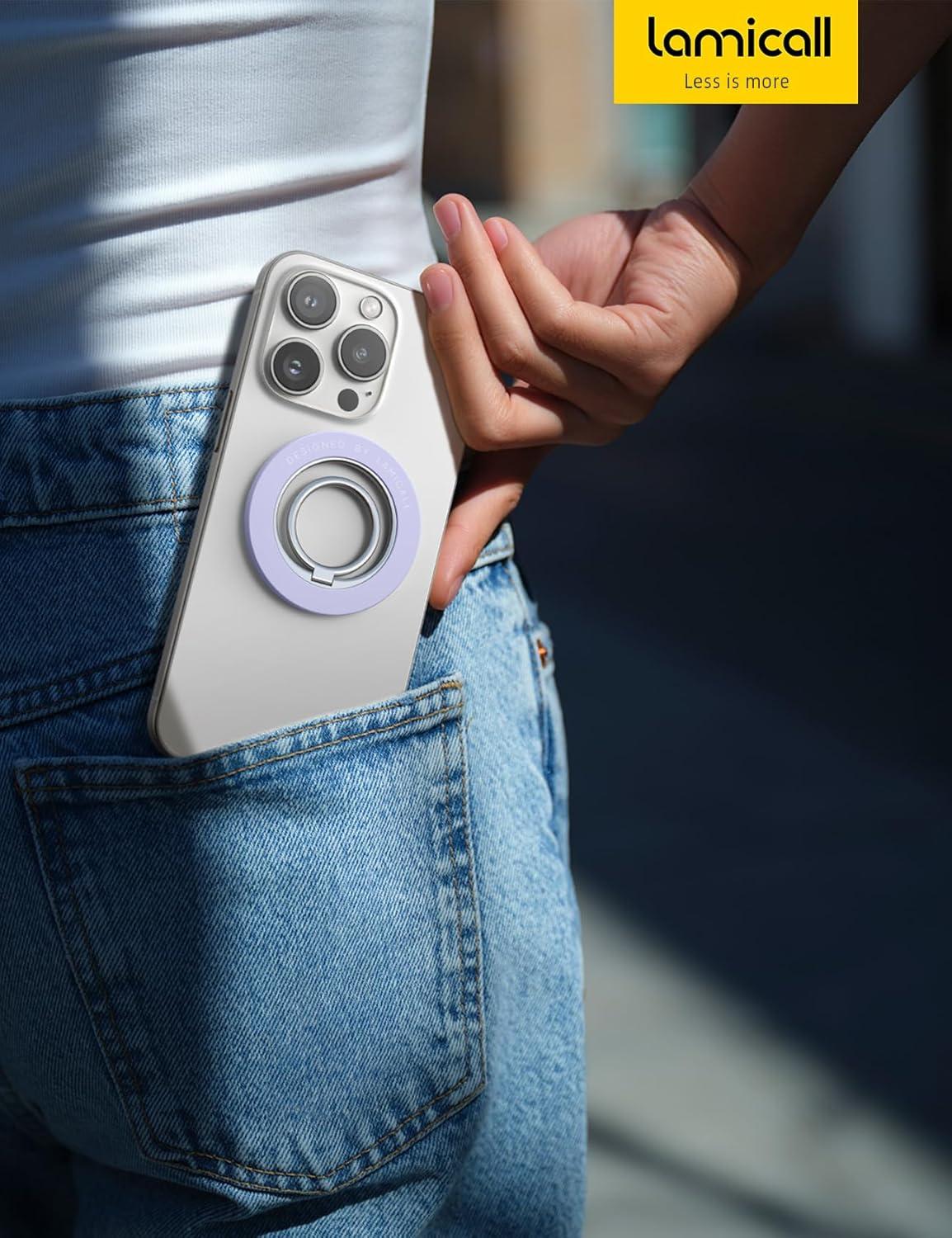 imageMagnetic Phone Ring Holder for Mag Safe  Lamicall Magnetic Finger Phone Ring Stand Holder Magnet Ring Grip Compatible with iPhone 14 Plus 13 12 Pro Pro Max Mini Mag Safe Accessories Violet