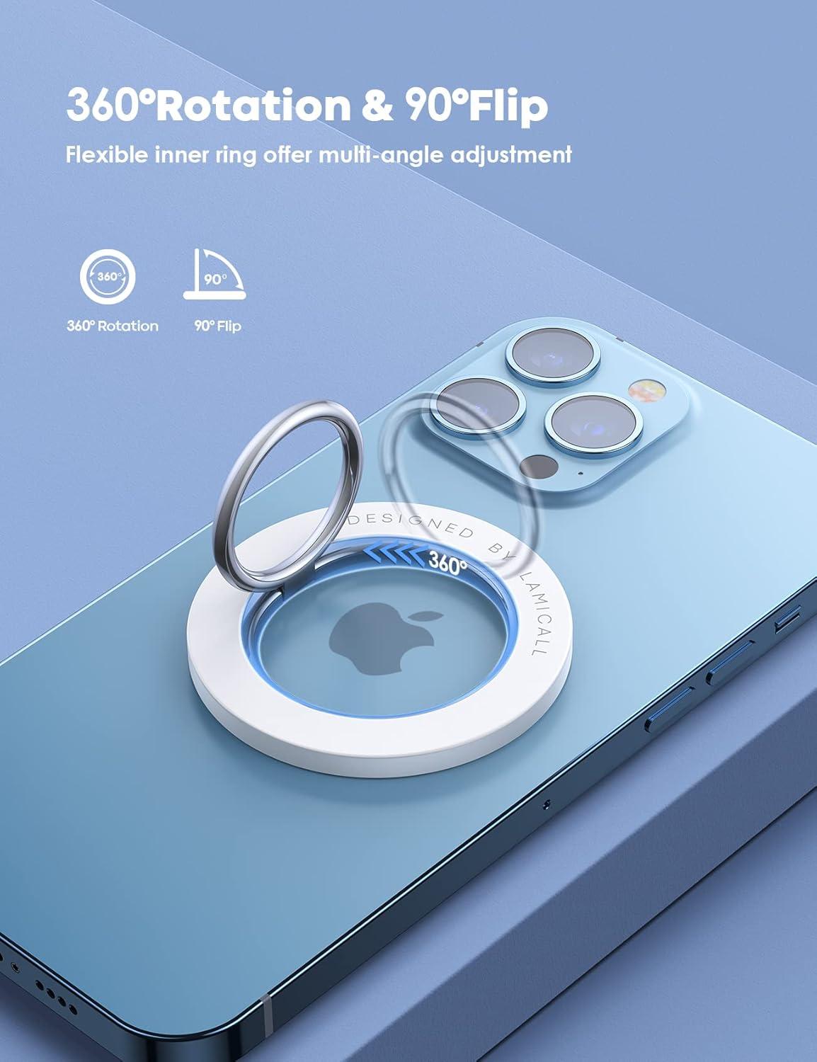 imageMagnetic Phone Ring Holder for Mag Safe  Lamicall Magnetic Finger Phone Ring Stand Holder Magnet Ring Grip Compatible with iPhone 14 Plus 13 12 Pro Pro Max Mini Grass GreenPure White