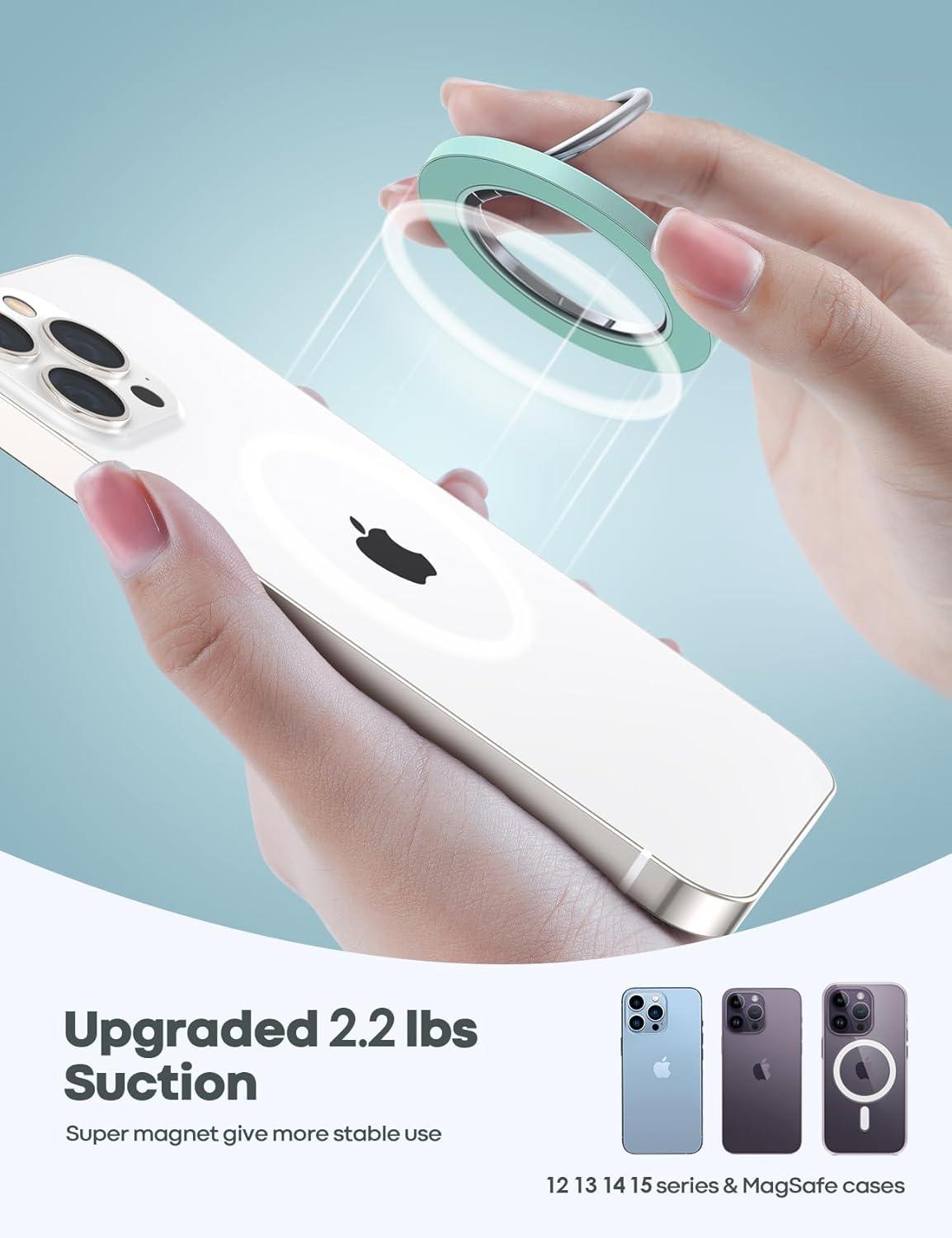 imageMagnetic Phone Ring Holder for Mag Safe  Lamicall Magnetic Finger Phone Ring Stand Holder Magnet Ring Grip Compatible with iPhone 14 Plus 13 12 Pro Pro Max Mini Grass Greengrass green