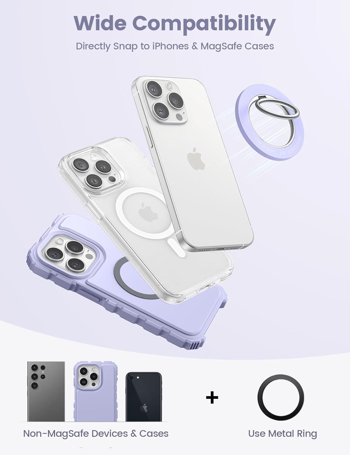 imageMagnetic Phone Ring Holder for Mag Safe  Lamicall Magnetic Finger Phone Ring Stand Holder Magnet Ring Grip Compatible with iPhone 14 Plus 13 12 Pro Pro Max Mini Mag Safe Accessories Violet