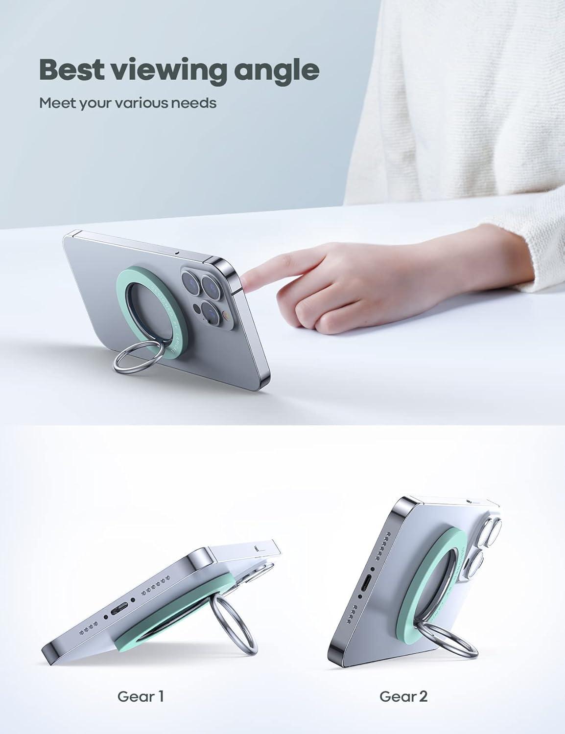 imageMagnetic Phone Ring Holder for Mag Safe  Lamicall Magnetic Finger Phone Ring Stand Holder Magnet Ring Grip Compatible with iPhone 14 Plus 13 12 Pro Pro Max Mini Grass Greengrass green