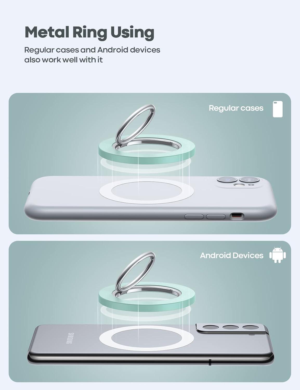 imageMagnetic Phone Ring Holder for Mag Safe  Lamicall Magnetic Finger Phone Ring Stand Holder Magnet Ring Grip Compatible with iPhone 14 Plus 13 12 Pro Pro Max Mini Grass Greengrass green
