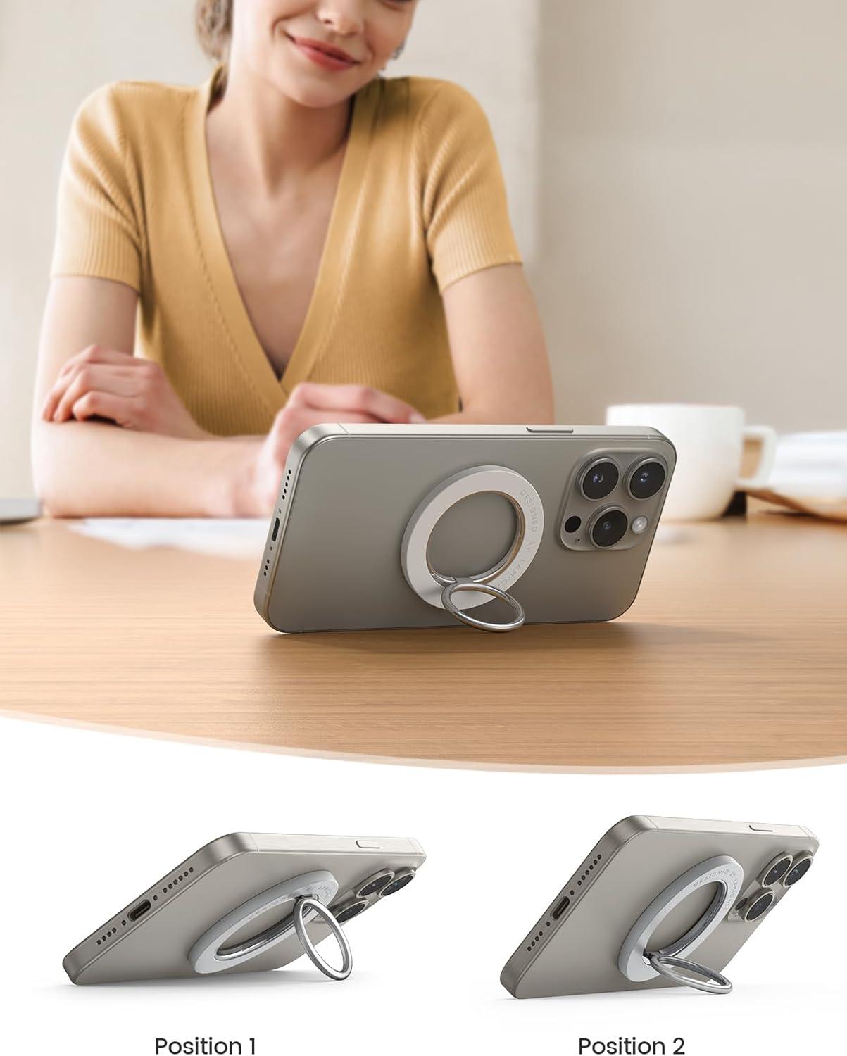 imageMagnetic Phone Ring Holder for Mag Safe  Lamicall Magnetic Finger Phone Ring Stand Holder Magnet Ring Grip Compatible with iPhone 14 Plus 13 12 Pro Pro Max Mini Grass GreenSnow White