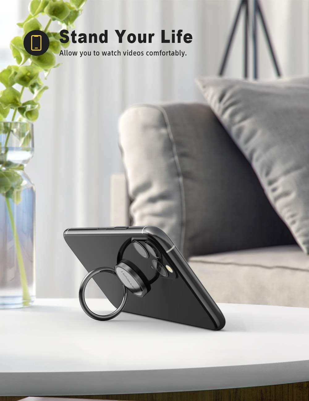 imagePhone Ring Holder Grip Stand  Lamicall Matte Surface Polished Metal Ring Finger Grip Kickstand Work with Magnetic Car Mount Hand Holder for iPhone 15 14 Pro Max Plus Smartphone Accessories