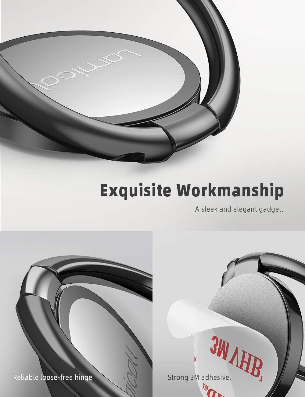 imagePhone Ring Holder Grip Stand  Lamicall Matte Surface Polished Metal Ring Finger Grip Kickstand Work with Magnetic Car Mount Hand Holder for iPhone 15 14 Pro Max Plus Smartphone Accessories