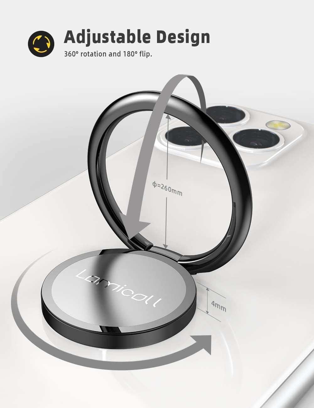 imagePhone Ring Holder Grip Stand  Lamicall Matte Surface Polished Metal Ring Finger Grip Kickstand Work with Magnetic Car Mount Hand Holder for iPhone 15 14 Pro Max Plus Smartphone Accessories