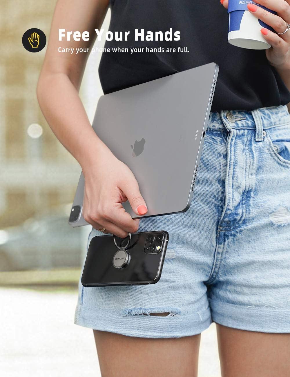 imagePhone Ring Holder Grip Stand  Lamicall Matte Surface Polished Metal Ring Finger Grip Kickstand Work with Magnetic Car Mount Hand Holder for iPhone 15 14 Pro Max Plus Smartphone Accessories