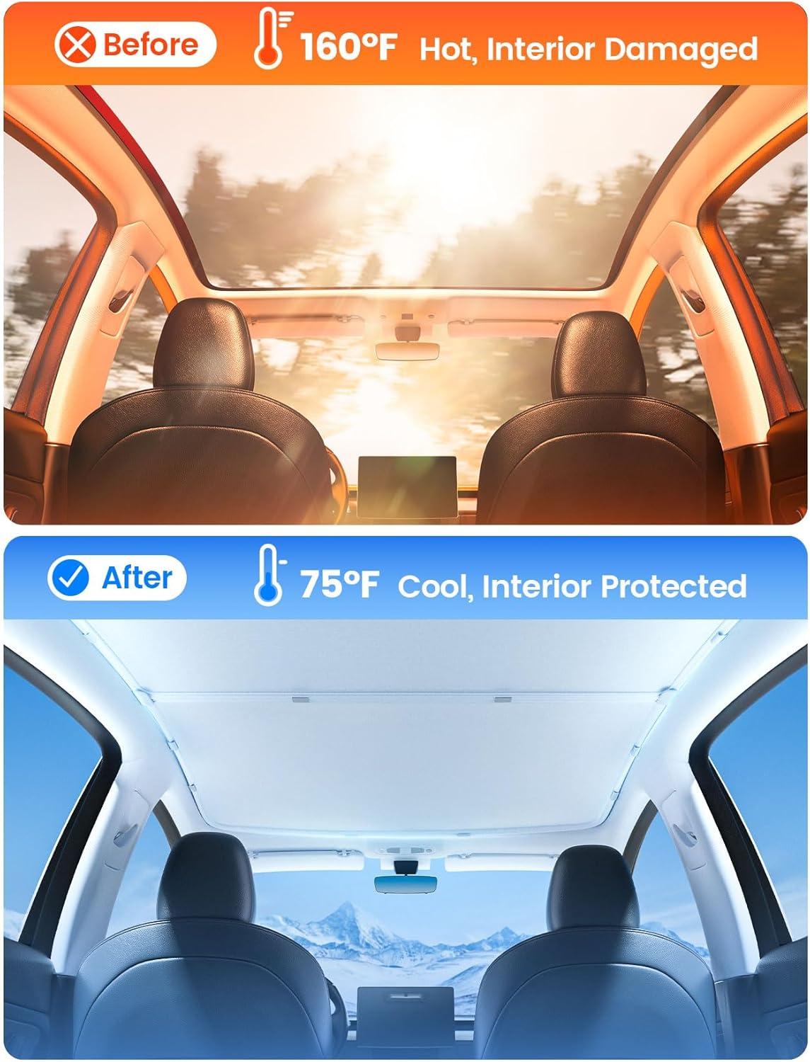 imageSunshade Roof for Tesla Model Y  Lamicall Never Sag 999 UV Block 5Layer Nano IceCrystal Coating Heat Insulation ampamp Interior Sun Protection 20202024 Tesla Model Y Accessories GrayGray