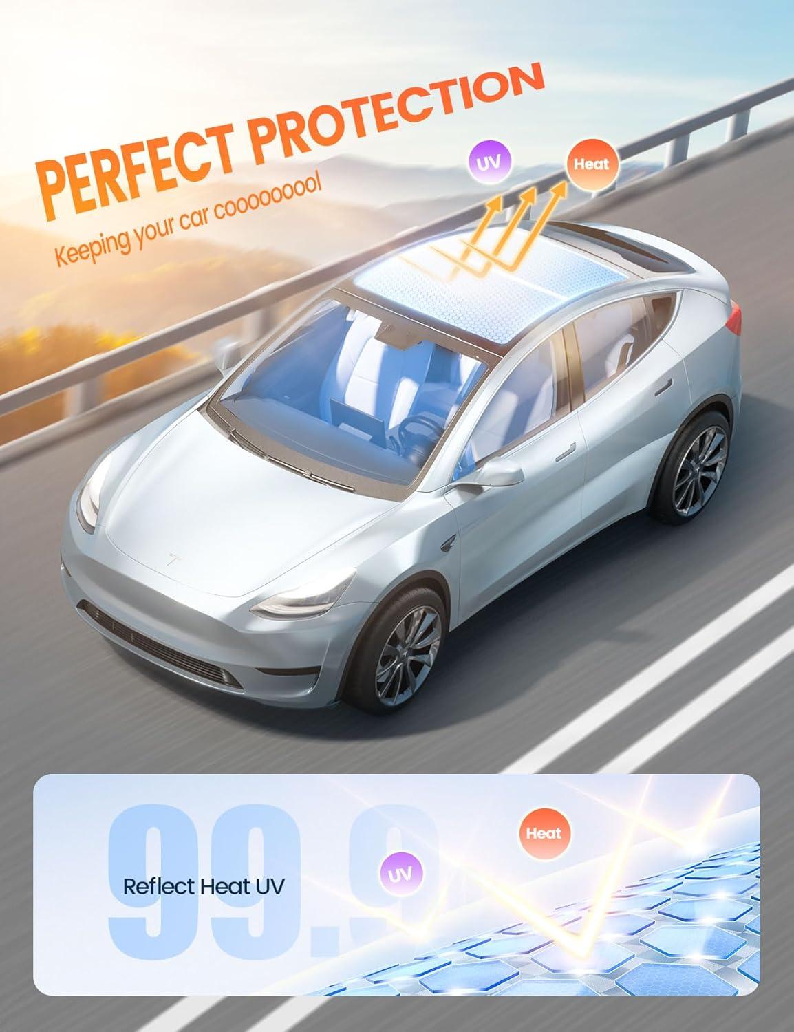 imageSunshade Roof for Tesla Model Y  Lamicall Never Sag 999 UV Block 5Layer Nano IceCrystal Coating Heat Insulation ampamp Interior Sun Protection 20202024 Tesla Model Y Accessories GrayGray