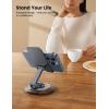 imageLamicall Cell Phone Stand for Desk  360 Rotation Sturdy Adjustable Desktop Phone Holder Foldable Mobile Stand Office Desk Accessories for iPhone 16 15 14 Pro Max Galaxy S25 S24 All PhonesGrey