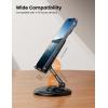 imageLamicall Cell Phone Stand for Desk  360 Rotation Sturdy Adjustable Desktop Phone Holder Foldable Mobile Stand Office Desk Accessories for iPhone 16 15 14 Pro Max Galaxy S25 S24 All PhonesBlack