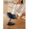 imageLamicall Cell Phone Stand for Desk  360 Rotation Sturdy Adjustable Desktop Phone Holder Foldable Mobile Stand Office Desk Accessories for iPhone 16 15 14 Pro Max Galaxy S25 S24 All PhonesBlack