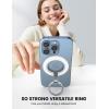 imageLamicall Magnetic Phone Ring Grip Stand  2025 Stable DualHinge Ring Kickstand Finger Holder Super Magnet 360 Rotation Ring Grip for MagSafe Accessories for iPhone 16 15 14 Pro Max White