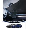 imageTesla Model 3Y Windshield Sunshade  2025 Upgrade Foldable Sunshade Umbrella 5Layer UV Block 10Rib Frame Fits Tesla Model 3Y 20172025 Interior Sun Protection Tesla Accessories