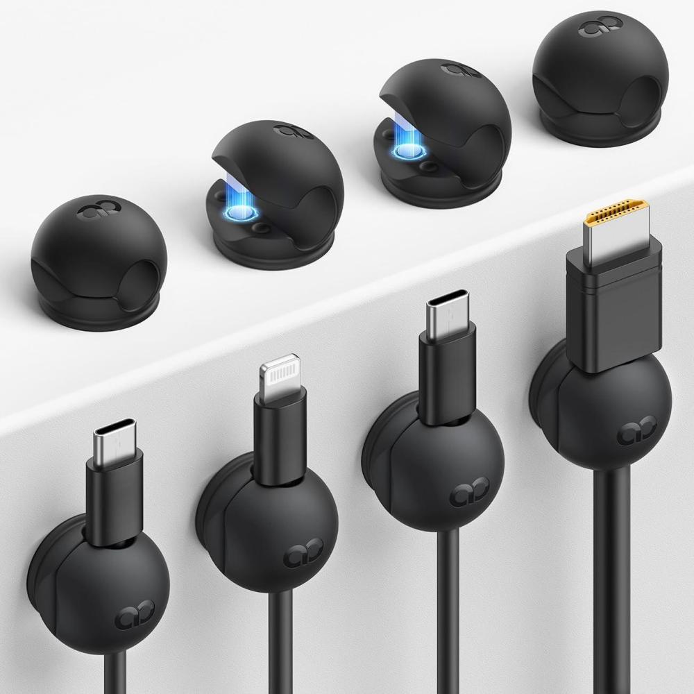 image8Pack Magnetic Cord Organizer Clips  Lamicall MiniSoft Silicone Cable Management for Phone Charger Cords Strong Magnet Adhesive Cord Holder for DeskNightstandHomeOffice Organizer Accessories