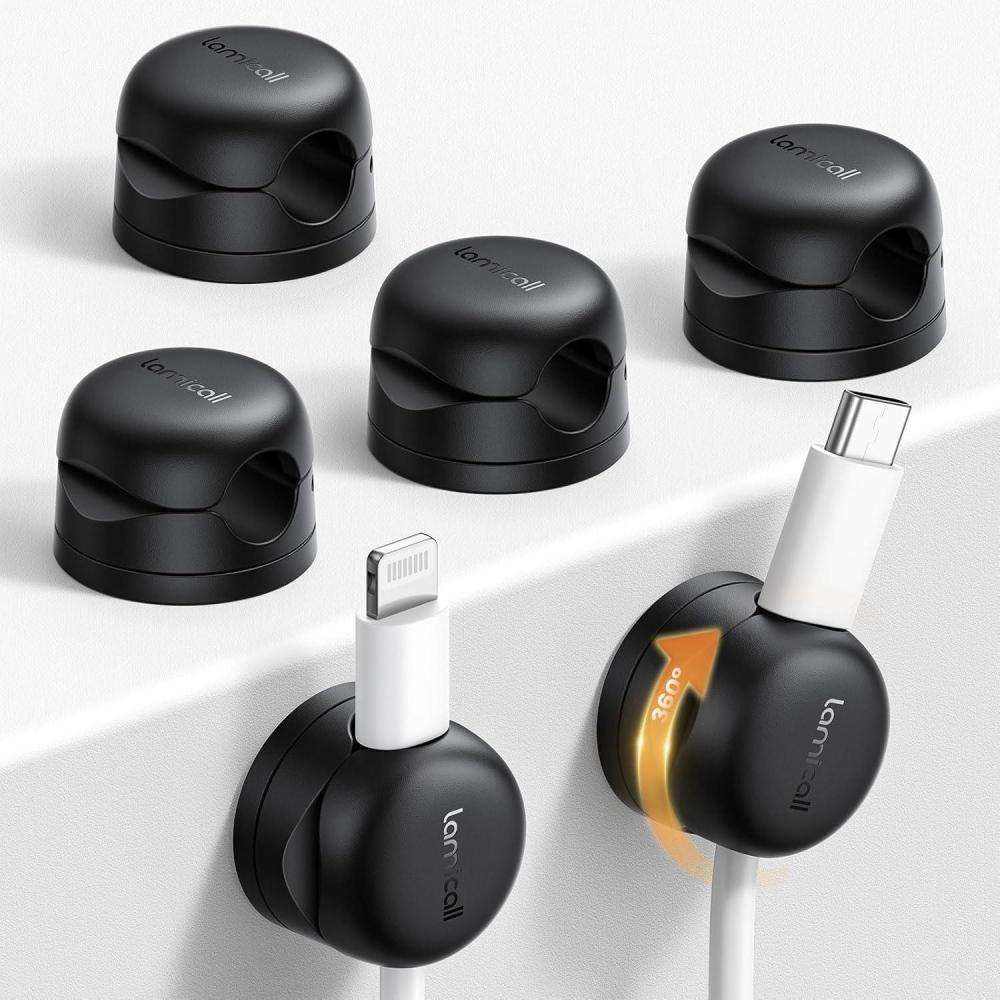 imageLamicall 12Pack Rotatable Cord Organizer Desk Office Nightstand Accessories  Cable Management Clips Desk Phone Charger Holder Gadgets Wire Organizer Keeper Home Workspace Dorm Organizers6Pack