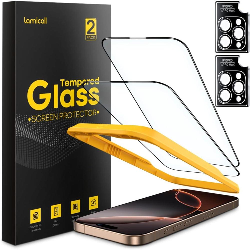 imageLamicall 22 for iPhone 16 Pro Max Screen Protector 69quot with Camera Lens Protector Top 9H Tempered Glass Film Easy Alignment AntiScratch 0 Bubbles HD Clear for iPhone 16 Pro Max  2Pack16 Pro63