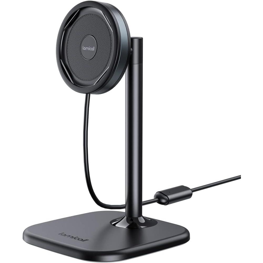 imageLamicall All Lock Desktop Magnetic Wireless Charging Phone MountUSBC Need Work with All Lock Airbag Case Not Included for iPhone or All Lock Universal Phone Snap Adaptor Not Included