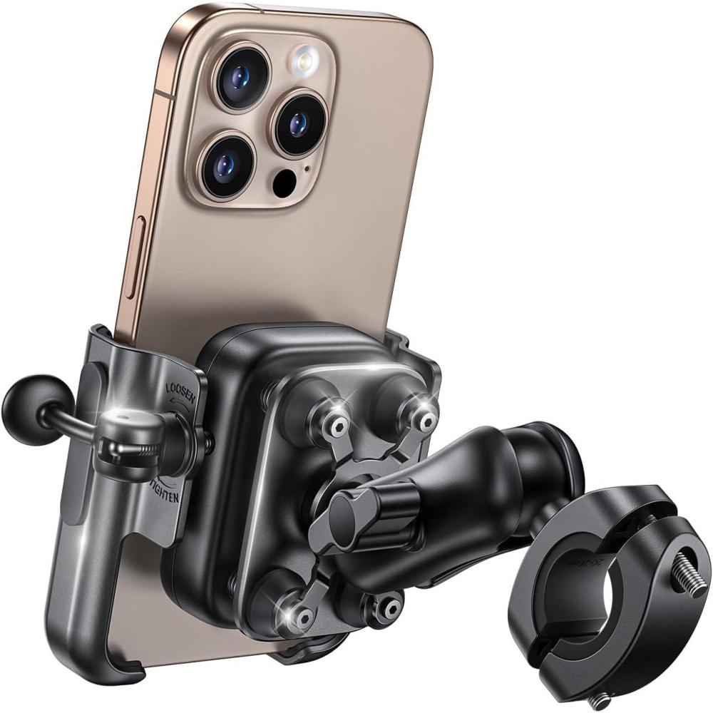 imageLamicall All Metal Motorcycle Phone Mount  Anti Shake Extendable Arm Bike Phone Holder Handlebar Clamp Bicycle Cell Phone Mount for iPhone 16 Pro Max 15 14 Galaxy S24 Ultra 4772quot Phones4772 Phones